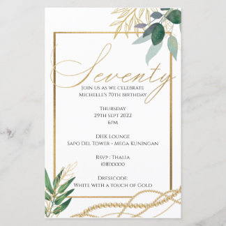 70e verjaardag - Uitnodiging