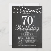 70e verjaardag Uitnodiging Chalkboard String Light (Voorkant)