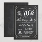 70e verjaardag uitnodiging Floral Chalkboard (Voorkant / Achterkant)