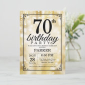 70e verjaardag uitnodiging Gold Glitter (Staand voorkant)