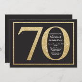 70e verjaardag uitnodiging Gold Glitter schoolbord (Voorkant / Achterkant)