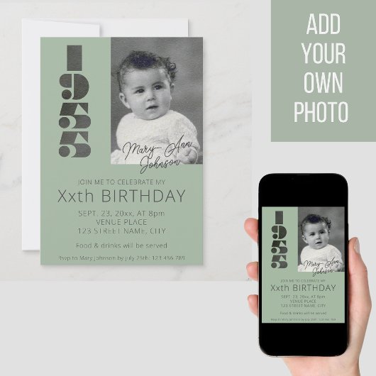 70e verjaardag Uitnodiging met fotojaar 1955