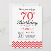 70e verjaardag uitnodiging Rode Chevron (Voorkant)