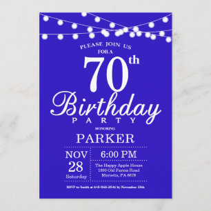 70e verjaardag Uitnodiging Royal Blue
