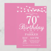 70e verjaardag uitnodiging roze (Voorkant / Achterkant)