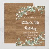 70e verjaardag uitnodiging – rustiek groen (Voorkant / Achterkant)