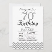 70e verjaardag uitnodiging Silver Glitter (Voorkant)