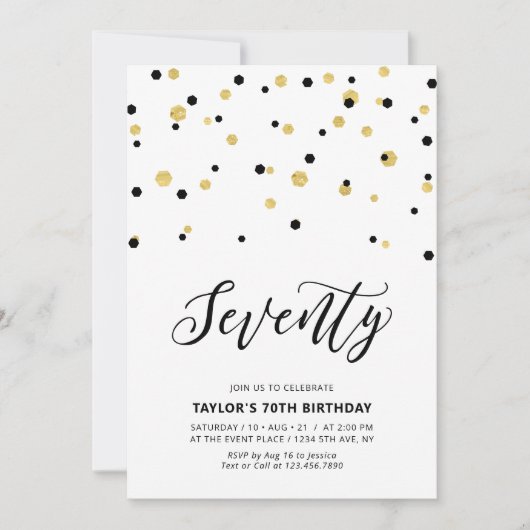 70e verjaardag van Black & Gold Simple 70 Kaart (Voorkant)