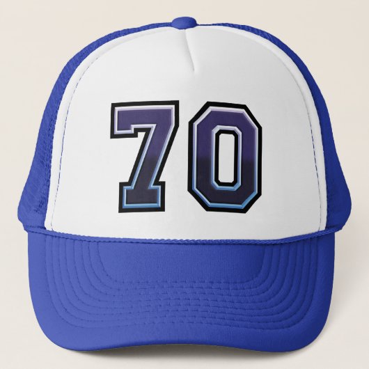 70e verjaardag van Blauwe Shades Trucker Pet (Voorkant)