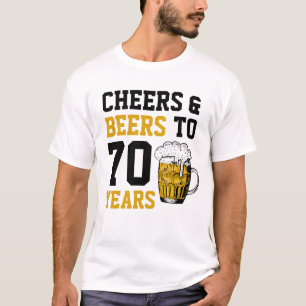 70e verjaardag van de borst en bier tot 70 jaar t-shirt
