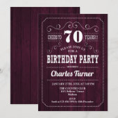 70e verjaardag van de Burgundy Wood Pattern Kaart (Voorkant / Achterkant)