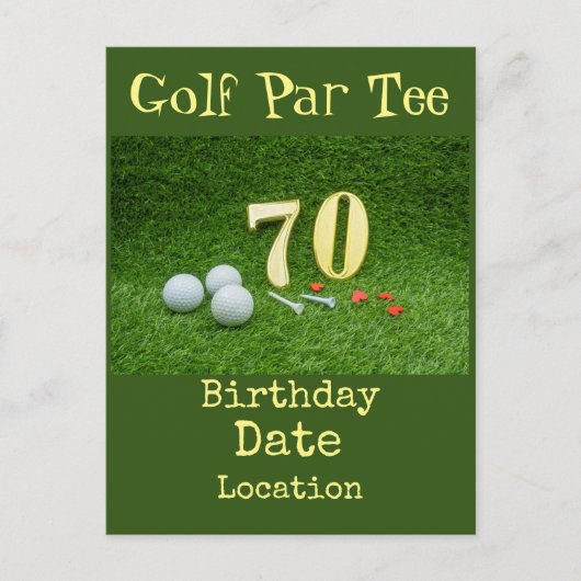 70e verjaardag van de Golf Par T-shirt Briefkaart (Voorkant)