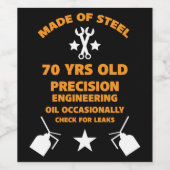 70e verjaardag van de Septuagenarian Wijn Etiket (Enkel label)