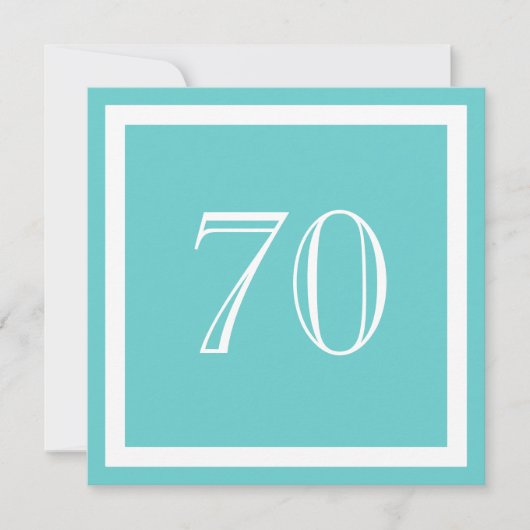 70e verjaardag van de uitnodiging - Aqua (Voorkant)