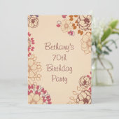 70e verjaardag van de Vrouw Cute Modern Floral Kaart (Staand voorkant)