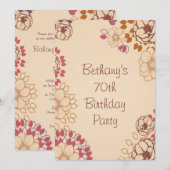 70e verjaardag van de Vrouw Cute Modern Floral Kaart (Voorkant / Achterkant)