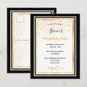 70e verjaardag van de zwarte gouden uitnodiging (Voorkant / Achterkant)