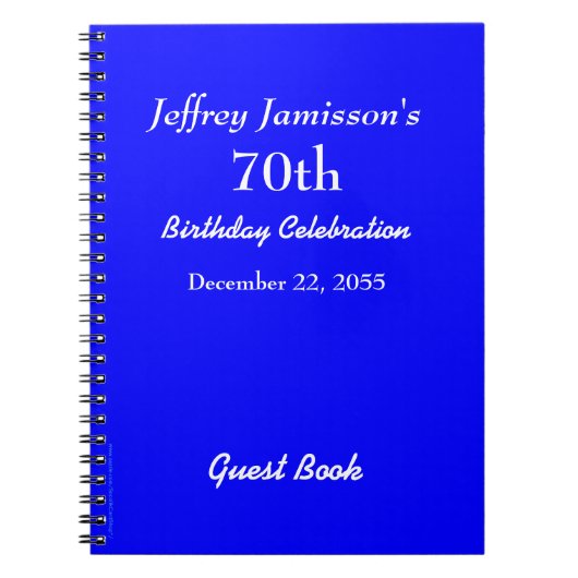 70e verjaardag van het Guest Book Royal Blue Spira Notitieboek (Voorkant)