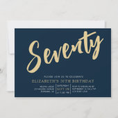 70e verjaardag van het Navy Gold Script Kaart (Voorkant)