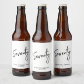 70e verjaardag van het zwarte en witte script bier etiket (Flessen)