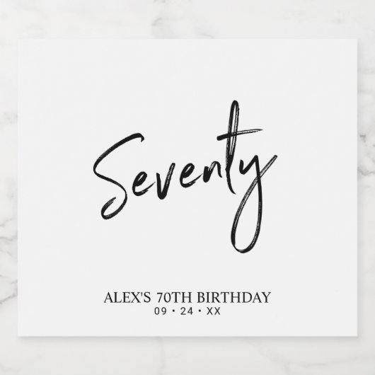 70e verjaardag van het zwarte en witte script bier etiket (Enkel label)