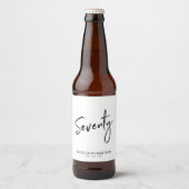70e verjaardag van het zwarte en witte script bier etiket (Voorkant)