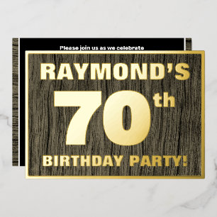 70e verjaardag: Vet, Houtgrijnpatroon Folie Uitnodiging