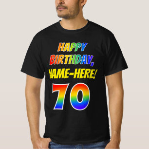 70e verjaardag — Vet, vun, regenboog 70, aangepa T-shirt