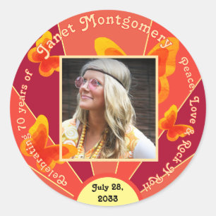 70e Verjaardag Viering Retro 60's Foto Sticker