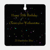 70e verjaardag viering zwart metalen ornament (Achterkant)