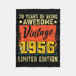 70e verjaardag vintage 1956 70 jaar oud decoratie fleece deken