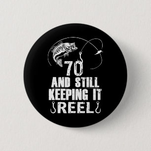 70e verjaardag vissen 70 jaar oude visser cadeau ronde button 5,7 cm