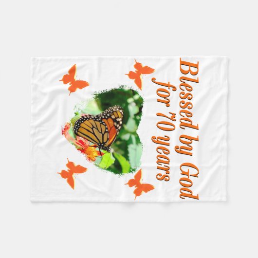 70E VERJAARDAG VLINDER FOTO ONTWERP FLEECE DEKEN (Voorkant (Horizontaal))