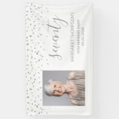 70e verjaardag White Silver Confetti Foto Spandoek (Verticaal)