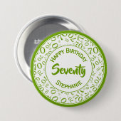 70e verjaardag Willekeurig getal Patroon Groen/Wit Ronde Button 7,6 Cm (Voorkant /achterkant)