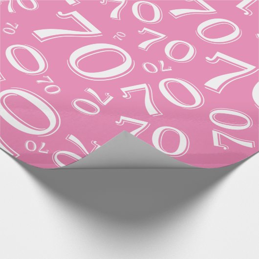 70e verjaardag Willekeurig nummer roze/wit 70 Cadeaupapier (Hoek)