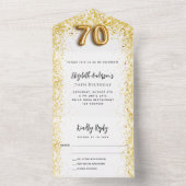70e verjaardag witgouden feest RSVP All In One Uitnodiging (Binnen)