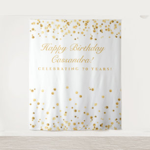 70e verjaardag, witte en gouden fotograaf wandkleed