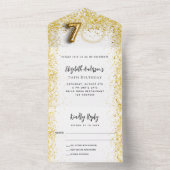 70e verjaardag witte gouden foto feest RSVP All In One Uitnodiging (Binnen)