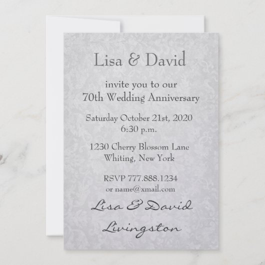 70e verjaardag Zilveren Witte Roos Metaalglans Kaart (Achterkant)