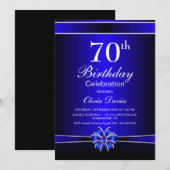 70e verjaardag zwart-blauw kaart (Voorkant / Achterkant)