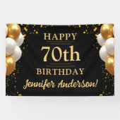 70e verjaardag zwart en goud spandoek (Horizontaal)