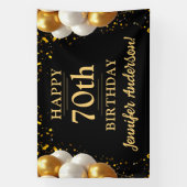 70e verjaardag zwart en goud spandoek (Verticaal)