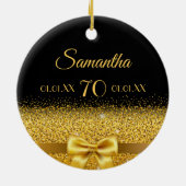 70e verjaardag zwart goud elegante boog naam keramisch ornament (Achterkant)