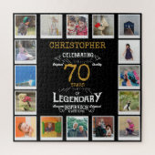 70e verjaardag zwart goud foto collage legpuzzel (Verticaal)