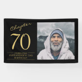 70e verjaardag zwart goud foto spandoek (Horizontaal)