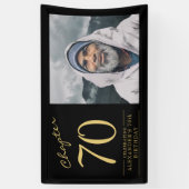 70e verjaardag zwart goud foto spandoek (Verticaal)