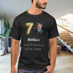 70e verjaardag zwart goud foto t-shirt
