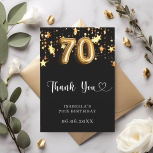 70e verjaardag zwart gouden sterren bedankkaart