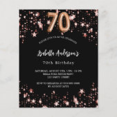 70e verjaardag zwart roos gouden budget uitnodigin flyer (Voorkant)